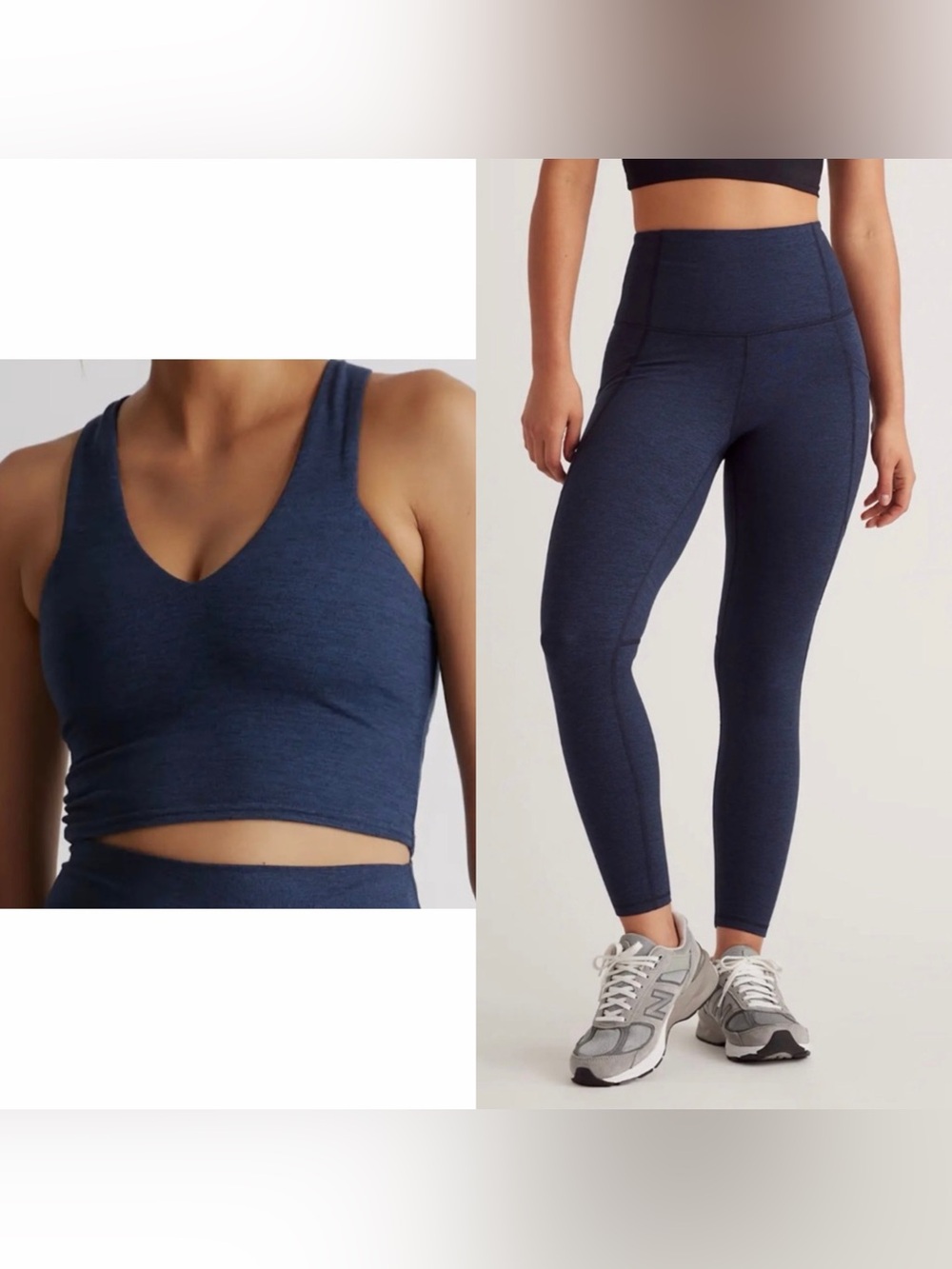 Quince Navy Blue Ultra-Soft High-Rise Leggings AND Top READ LISTING